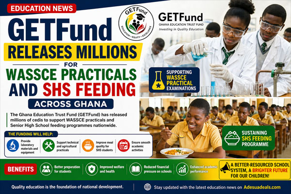 GETFund Releases Millions for WASSCE Practicals and SHS Feeding in Ghana