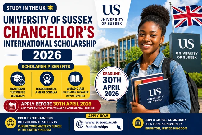 University of Sussex Chancellor’s International Scholarship 2026 Open
