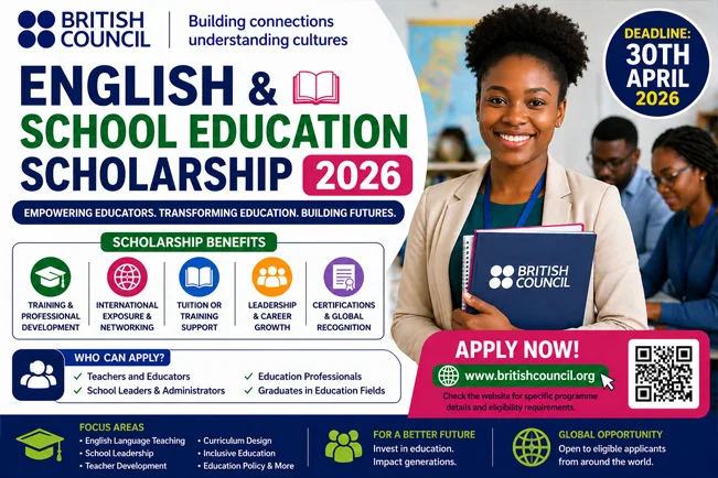 British Council English & School Education Scholarship 2026 Open