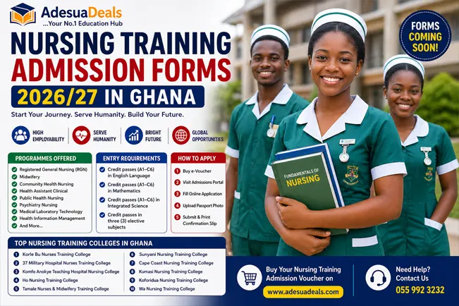 Nursing Training Admission Forms 2026/27 in Ghana